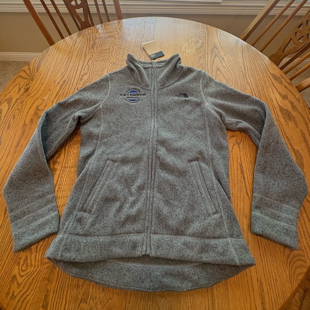 NWT The North Face Fleece Sweater Full Zip Jacket Custom Embroidery Size L Gray